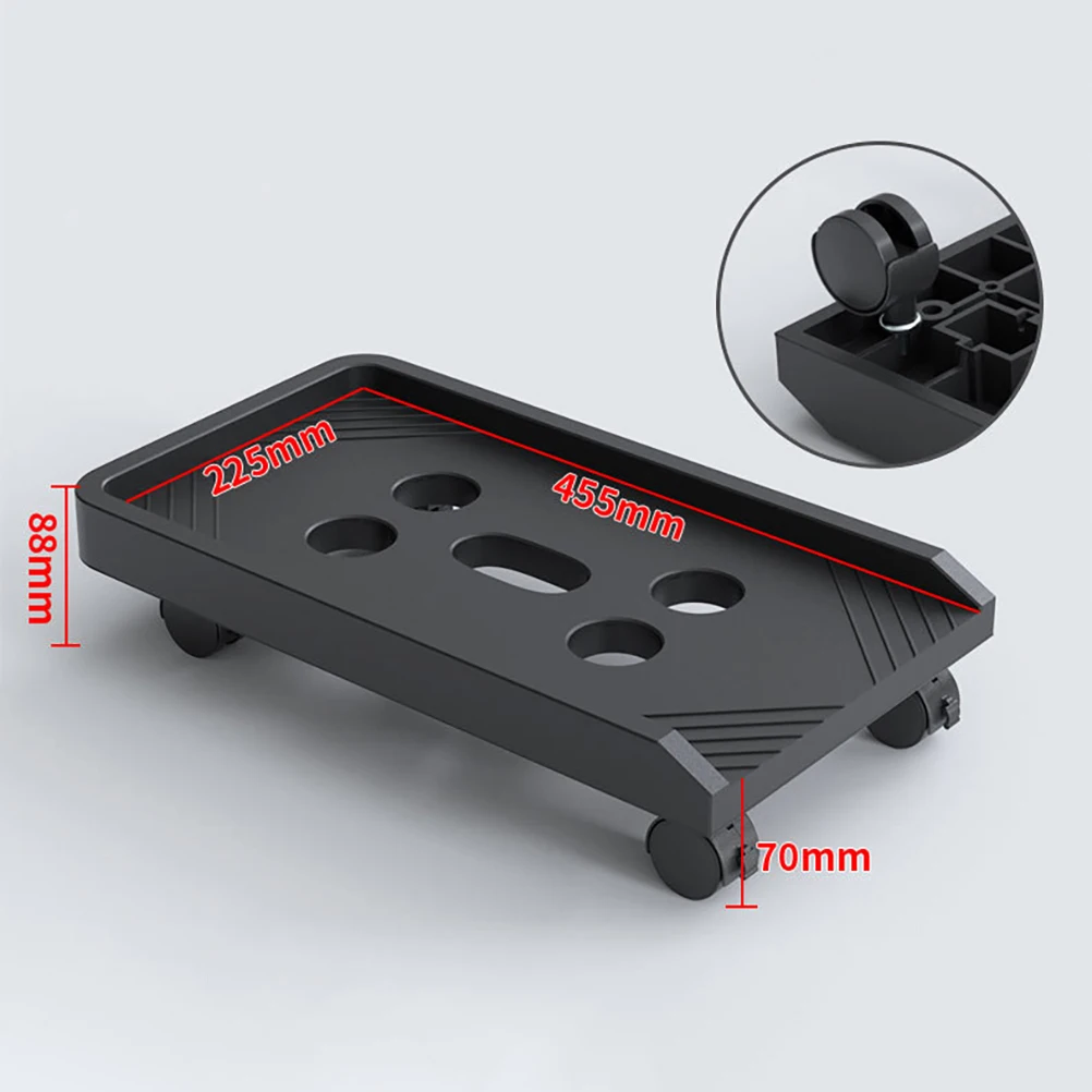 

Host Rack Mainframe Stand Holder Cpu Tower Bracket Computer Tower Shelf Plastic Heat Dissipation Brake Wheels Safety Design