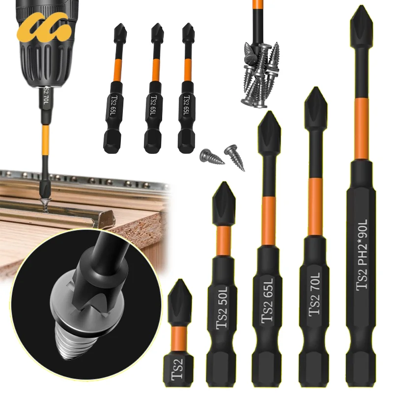 Black Screw Electric Screwdriver Set 25 50 65 70 90 150mm Impact Strong Magnetic Batch Head Cross High Hardness Hand Drill Bit