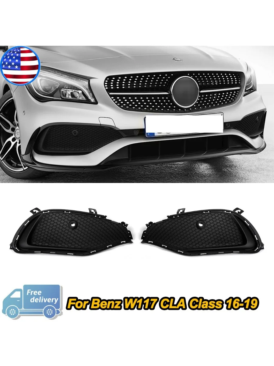 Kratka przedniego światła przeciwmgielnego pasująca do Mercedes W117 CLA180 CLA200 CLA250 CLA45 2016 2017 2018 2019 Sportowa kratka zderzaka przedniego na światła przeciwmgielne — 2