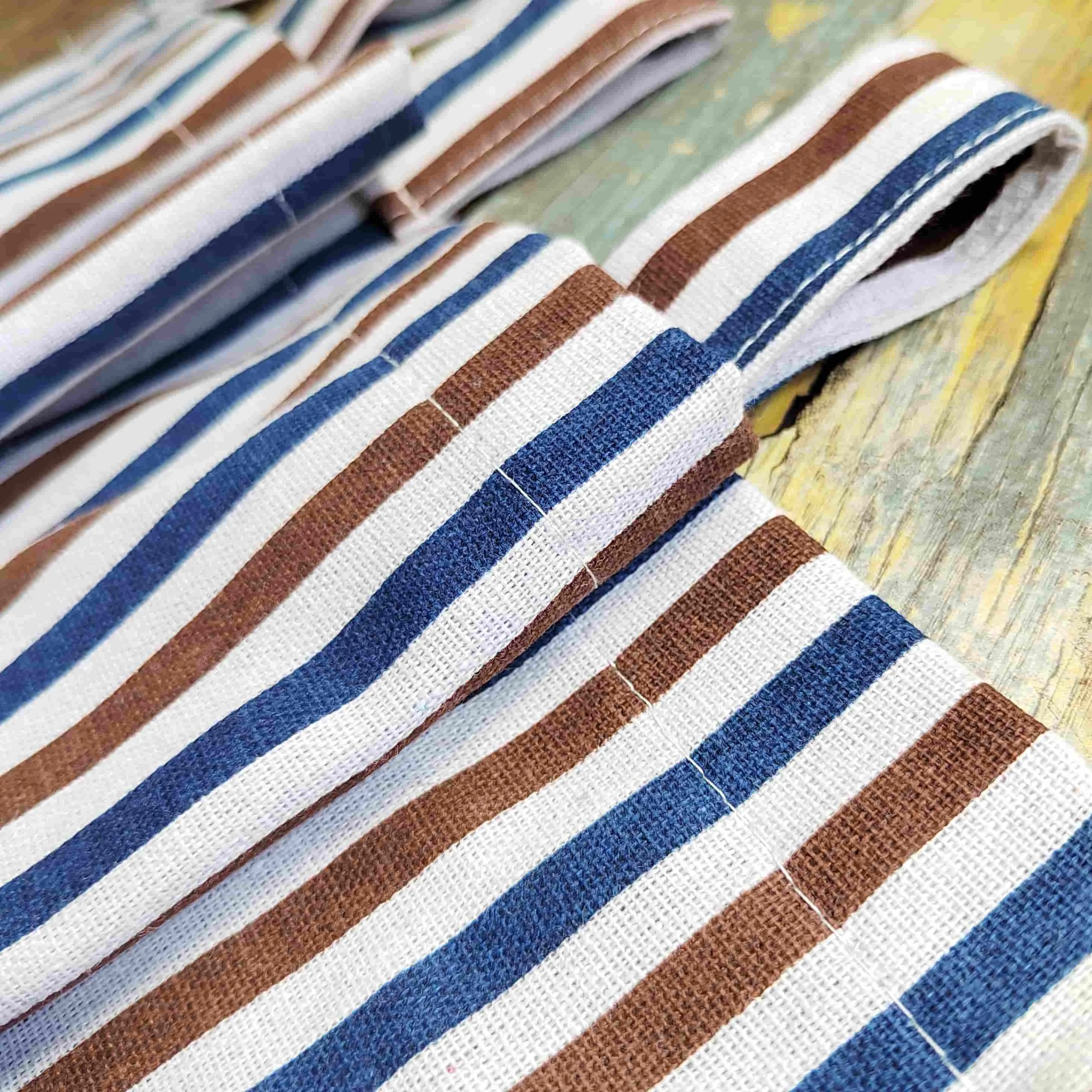 Farmhouse Striped Tab Top Curtain with Tassels Faux Linen Textured Semi Sheer Privacy Door Curtain for Bedroom Closet Kitchen Wi