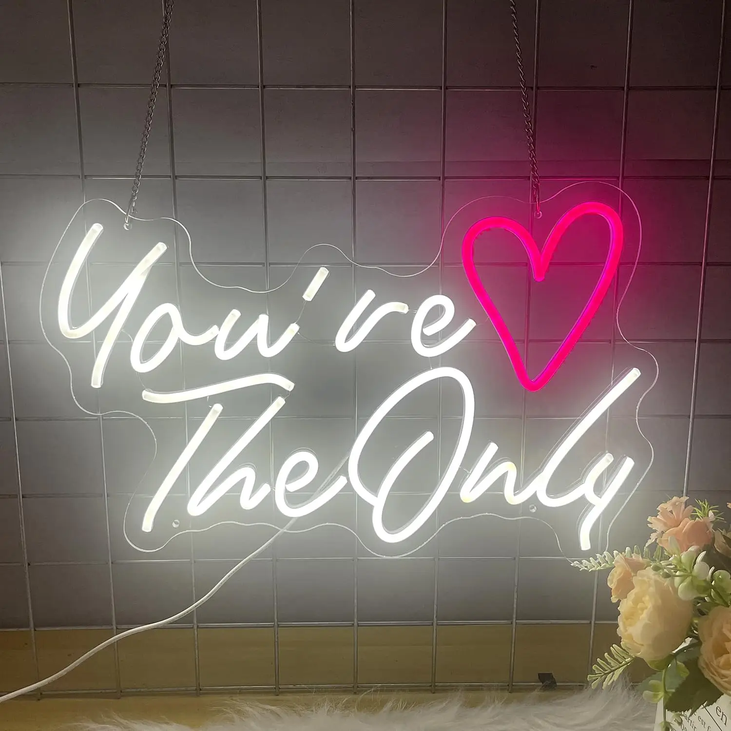 

Neon Sign You're The Only for Wedding LED Backdrop Wall Decor USB Reception Decoration Gifts for Anniversary Engagement Banquet