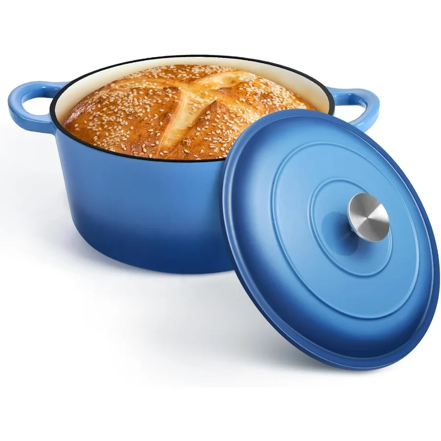 

7QT Enameled Dutch Oven Cast Iron Dutch Oven Pot with Lid for Bread Baking Enameled Casserole Pot for Roasting Braising Stewing