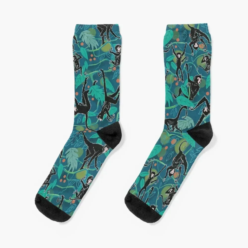 Black Spider Monkeys in Tropical Jungle Socks anti slip football winter thermal Men's Socks Luxury Women's