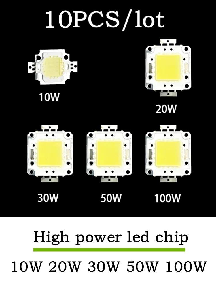 Puce de perles LED pour budgétaire avec pilote chaud, blanc froid, blanc chaud, bricolage, 10 pièces par lot, 100W, 50W, 30W, 20W, 10W, 22-24V, 30-32V