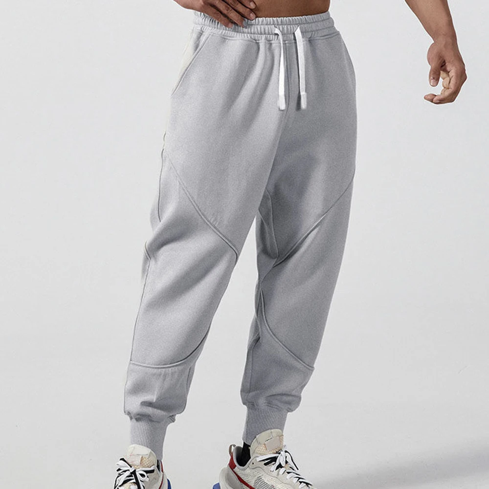 Solid Color Casual Pants Splicing Sweatpants Men's Invisible Open Crotch Outdoor Sex Running Pants Training Elastic Fitness Pant