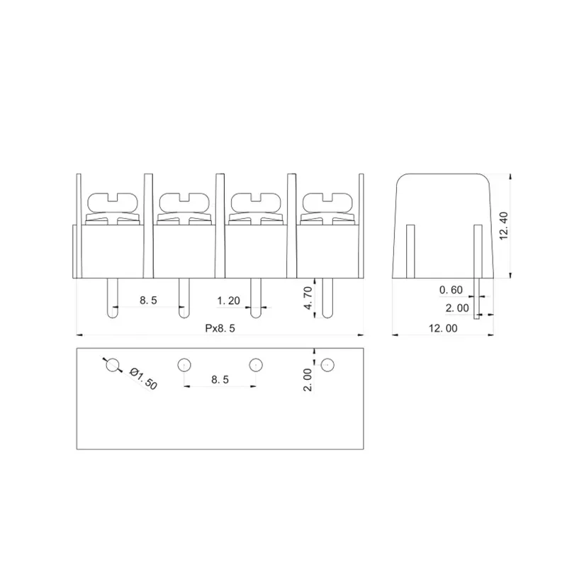 20PCS/lot KF8500 8.5MM 2P 3P 4P Fence Type Connection Terminal Black/Green PCB Terminal