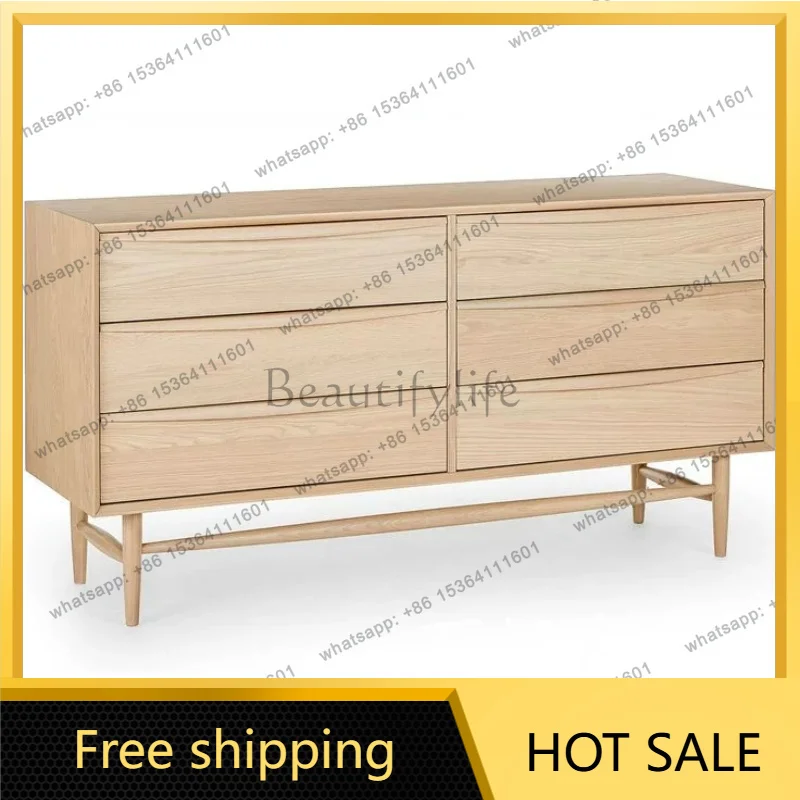 Zj. American log wind bedroom bedside locker custom walnut drawer 9 chest of drawers