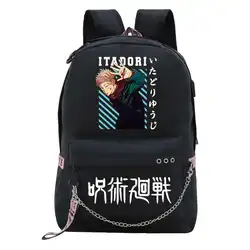 Anime Jujutsu Kaisen Ryomen Sukuna plecak dla dziewcząt Gojo Satoru Anime Cosplay kobiety tornister USB ładowania nastolatków torby Mochila