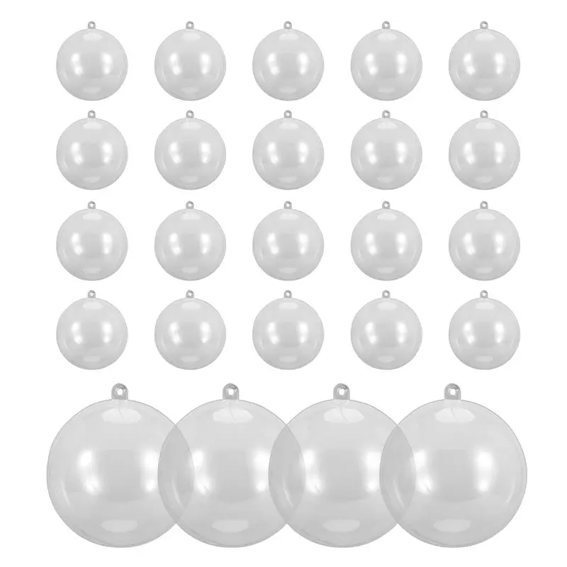 

A88E-24 Прозрачные пластиковые шары-украшения для елки, 80 мм, для самостоятельного декорирования, набор из нескольких шаров