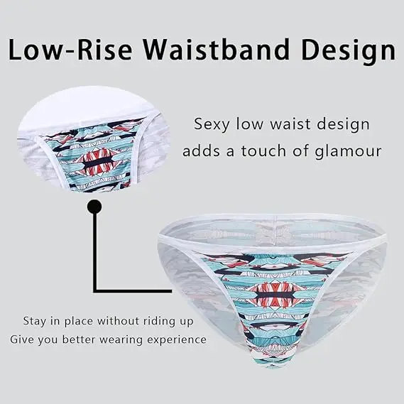 JINSHI Men's Briefs Breathable Underwear Cartoon Print Low Rise Underpants