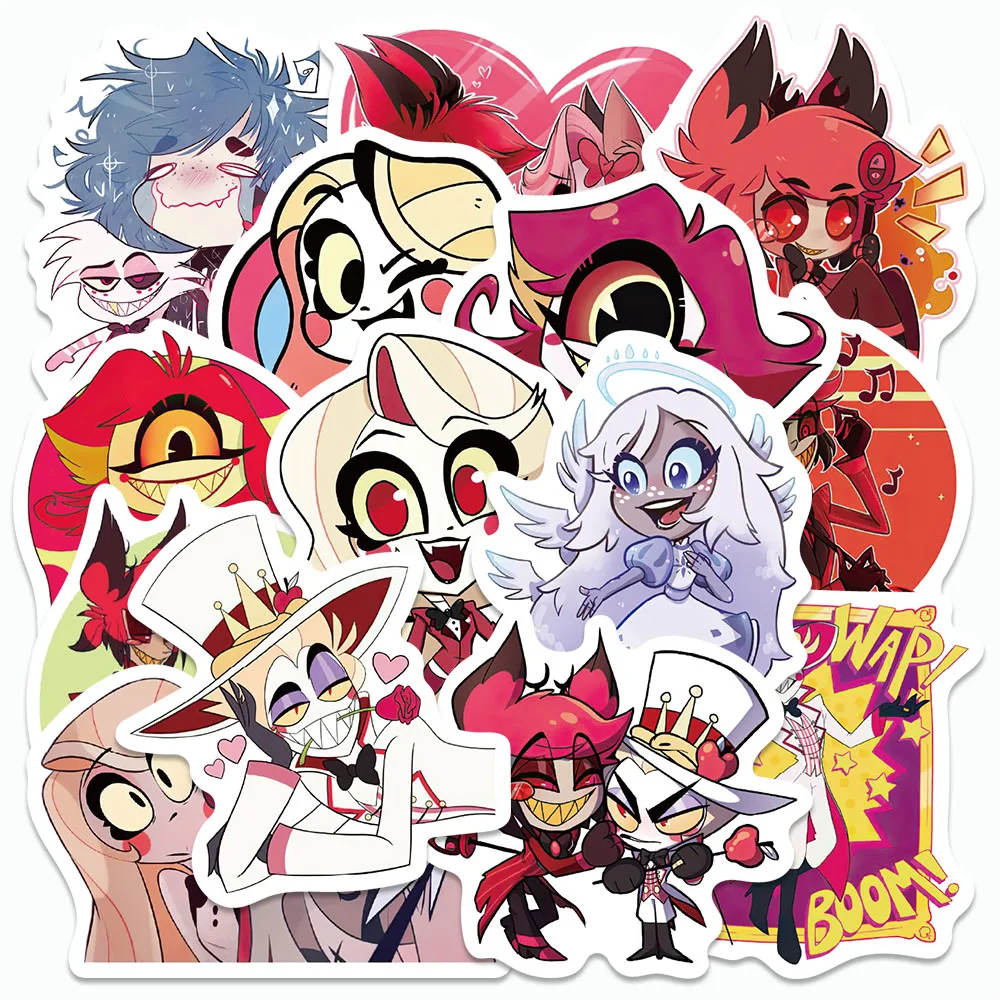 

50PCS Funny Hell Inn Stickers Cartoon Anime Characters Decals For Suitcase Notebook Fridge Refrigerator DIY Graffiti Stickers