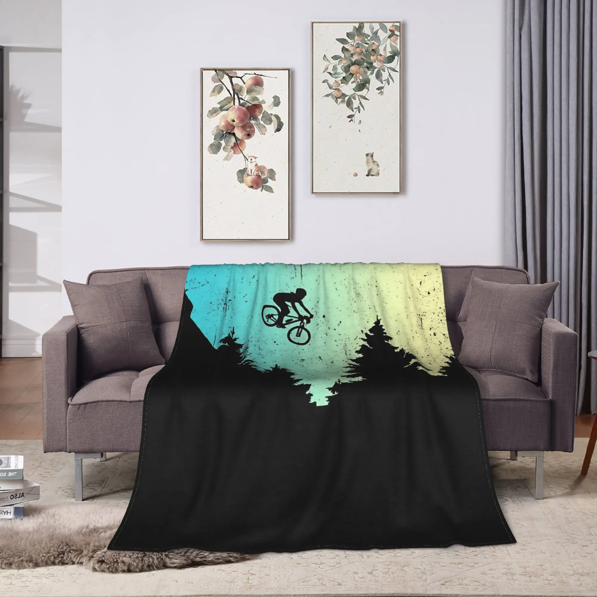 Cycling On The Mountain Bike Blanket Quality Warm Soft Mtb Bike Track Bedding Throws Decorative Couch Chair Sofa Bed Bedspread