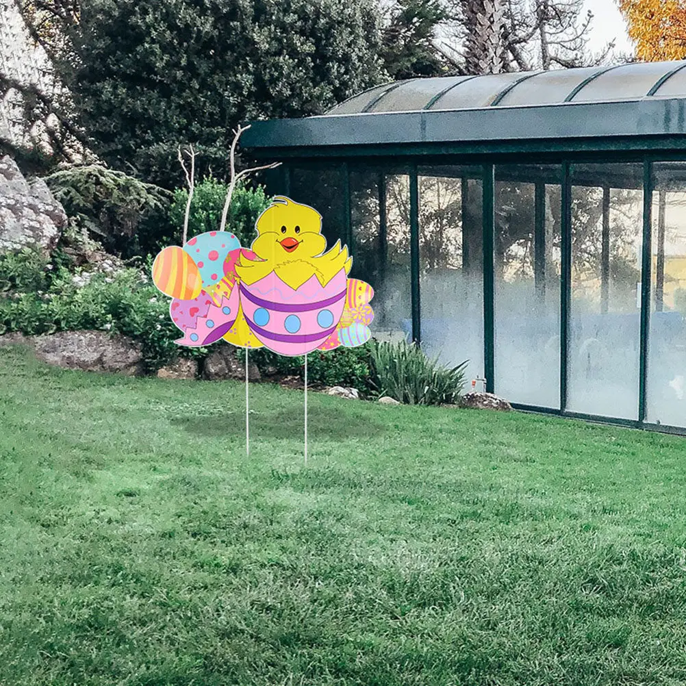 Easter Yard Signs Decorations Plastic Hollow Board Garden Stakes Weather Resistant Lawn Sign Holiday Party Favor Supplies