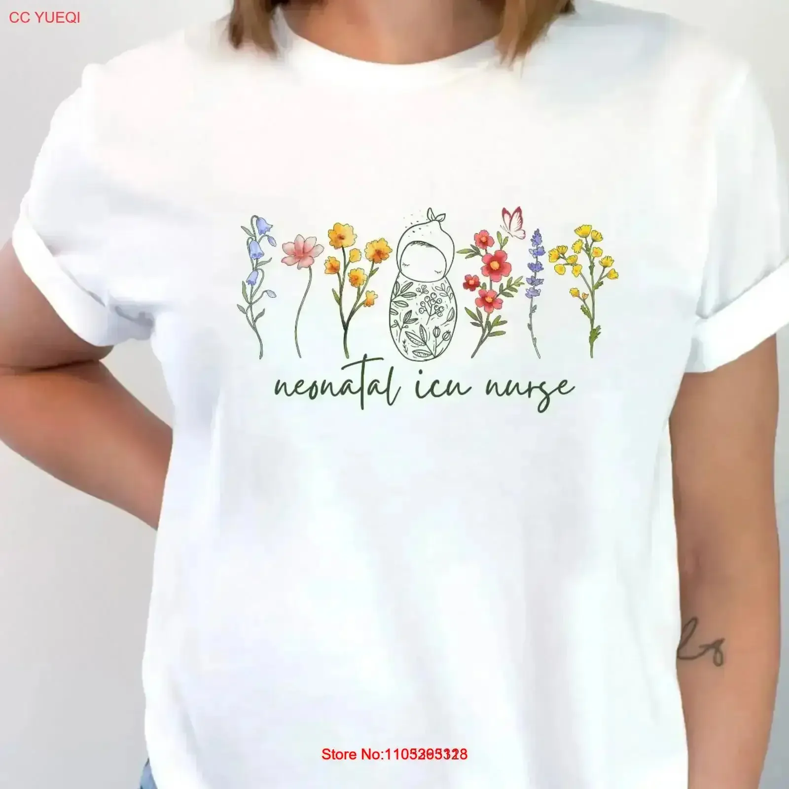 NICU Nurse T Shirt for Work Wildflower Neonatal ICU Floral Graduation Life vintage Washed Stretched Top Everyday Wear vintage