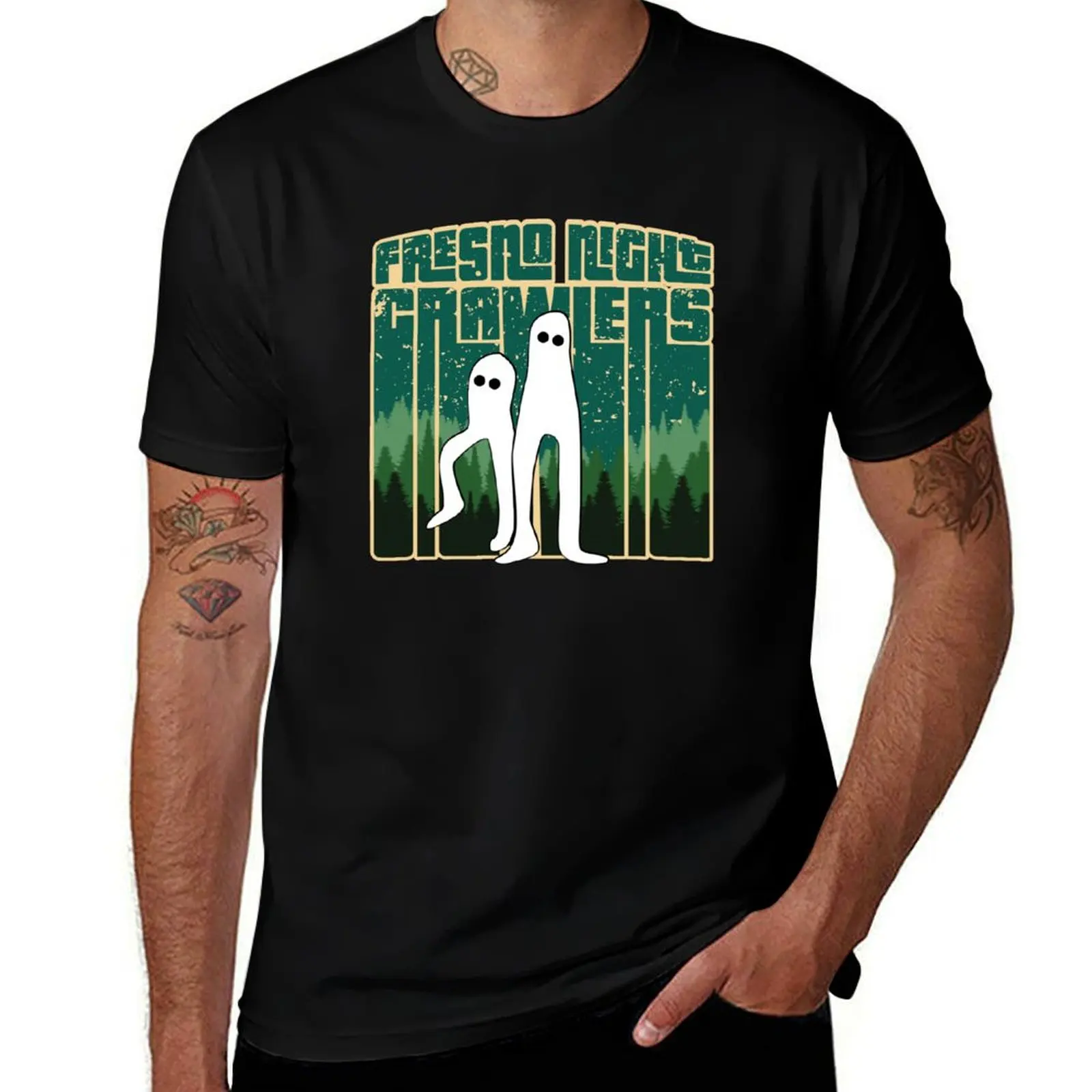 Fresno Nightcrawlers - Retro Haunted Pants Cryptid Gift T-Shirt Basic Crew Neck Short Sleeve Top T-Shirt