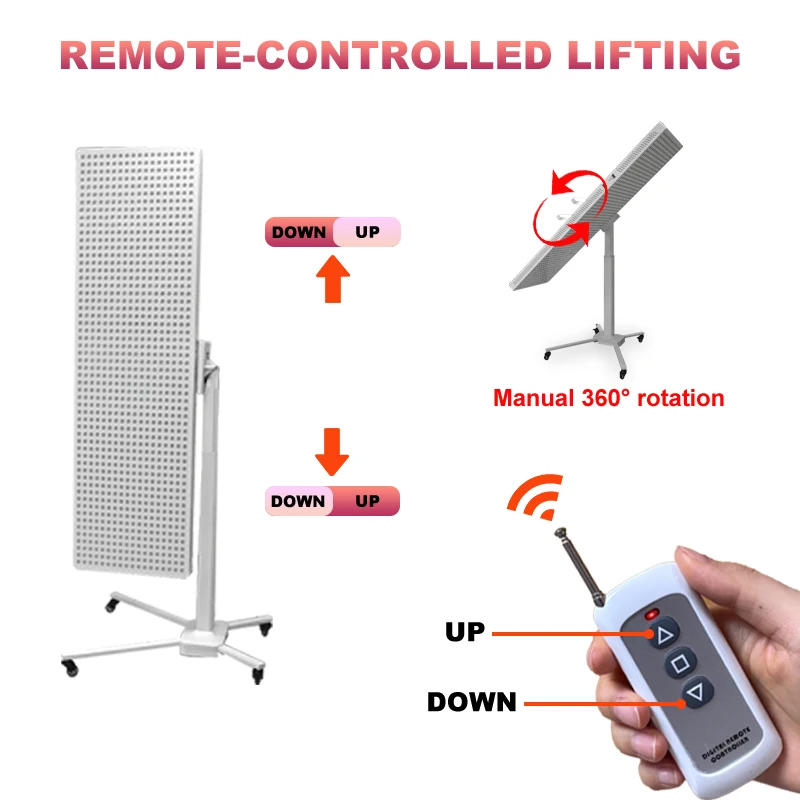 360° Ajustable Red Grow Light Therapy Electric Stand Remote-Controlled Lifting Can Vertical & Horizontal Multi-panels