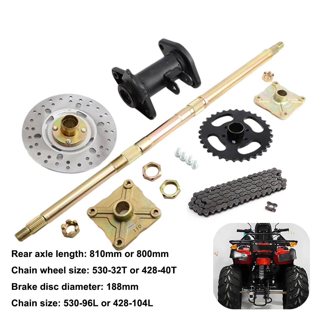 800mm 810mm Complete Rear Axle Assembly with Brake Disc Sprocket For GY6 125cc 150cc Taotao ATV Quad Buggy Go Kart Parts