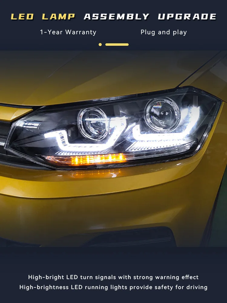 

Head Light For Volkswagen VW Polo 2019-2023 Modified DRL LED Dynamic Turn Signal Front Lamp Automotive Headlight Tools Accessory
