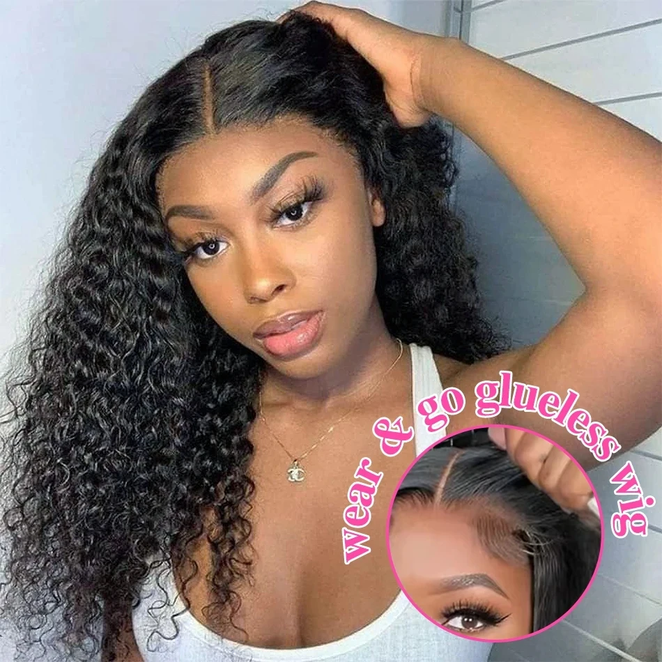 

5x5 Wear And Go Glueless Natural Human Hair Wigs Brazilian Remy Water Wave Curly Lace 5*5 Closure Pre Plucked Human Wig For Wome