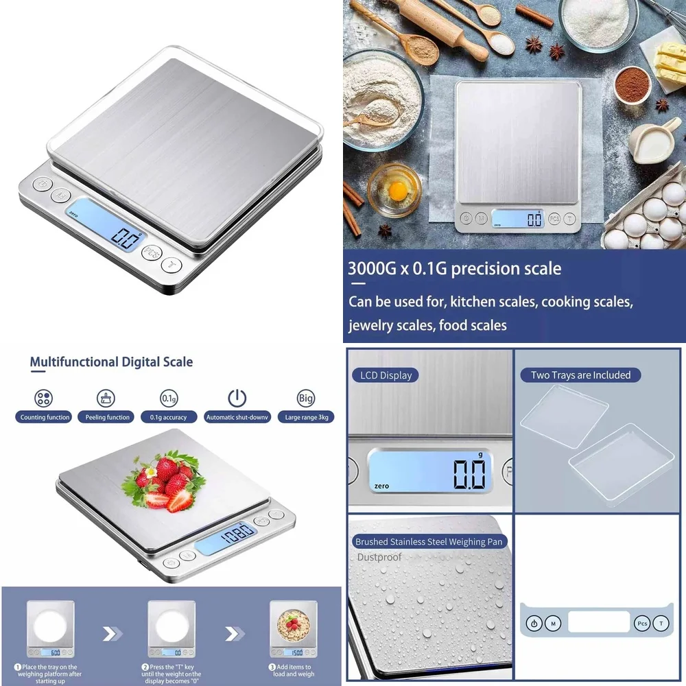 

kitchen scalesDigital Kitchen Scale with Backlit Display Grams and Ounces Stainless Steel Food Weight Scale Compact Precision