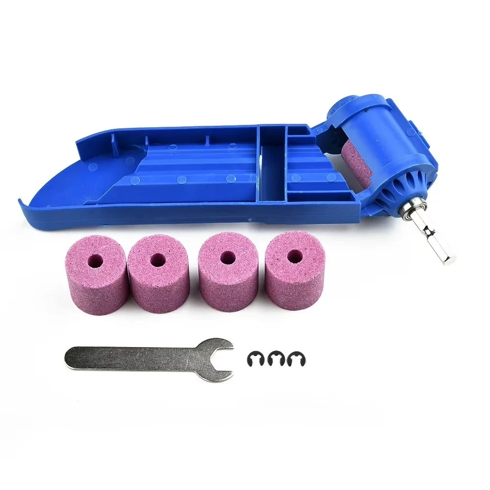 Portable Drill Bit Sharpener Set with Wrench Corundum Grinding Wheel Millstone Drill Sharpening Tool Kit for Home And Garden