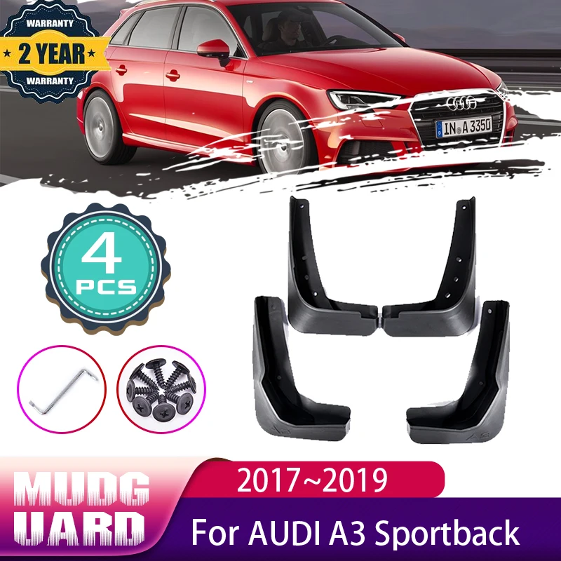 4pcs Front Rear Wheel Mudflaps For Audi A3 Sportback MK3 8V 2017 2018 2019 Splash Mud Guard Flap Mudguard Fender Car Accessories