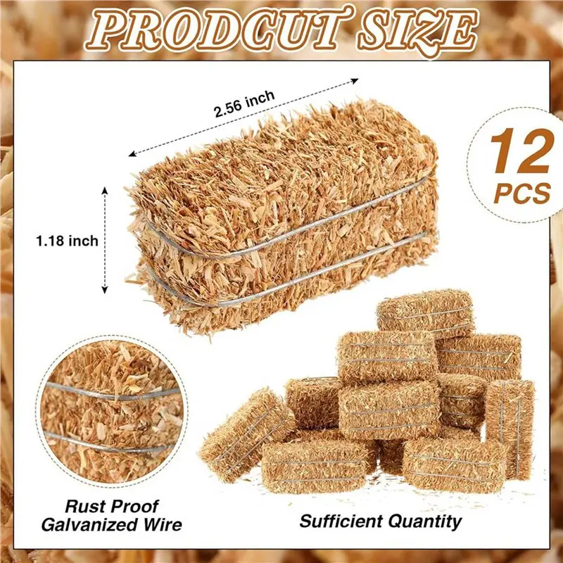 

【ПОСЛЕДНИЙ ШАНС】24 мини-пучка сена для декораций, маленькие декоративные соломенные пучки для кукольного домика, украшения для вечеринки в стиле вестерн