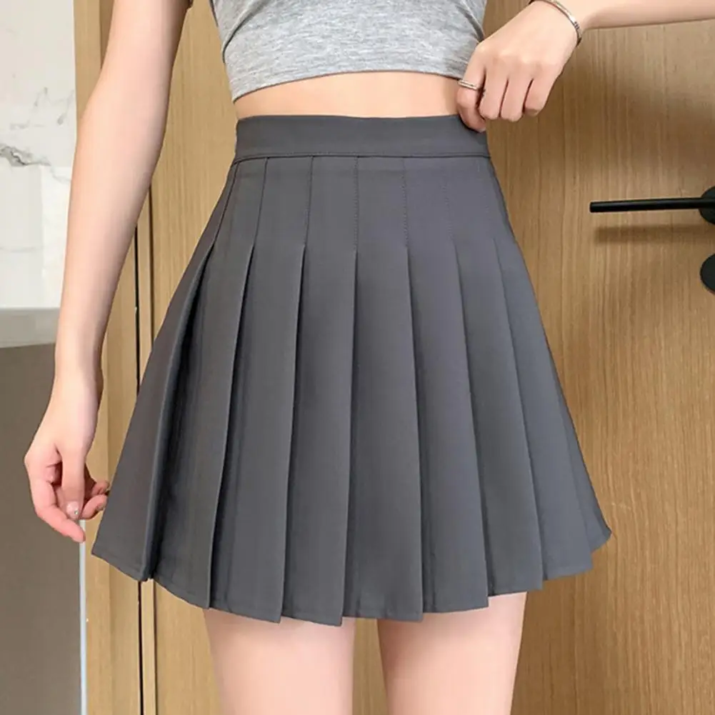 Summer Mini Skirt Chic Firm Stitching Women Uniform Skirt Machine Washable Summer Pleated Skirt Female Clothes