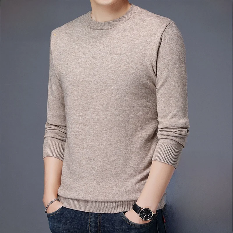 

Thiened шерстяной вязаный свитер мужской круглый зимний топ Faion Ci Sle повседневный длинный свеч Busin повседневный чистый цвет