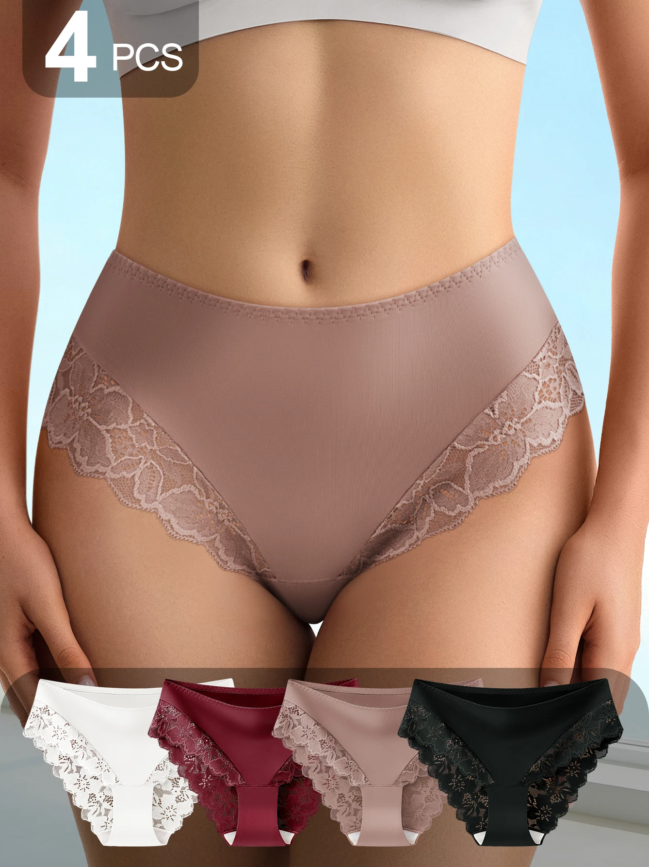 

Комплект из 4 предметов кружевного нижнего белья - элегантное кружево, мягкая и дышащая ткань, удобная посадка на любой случай.