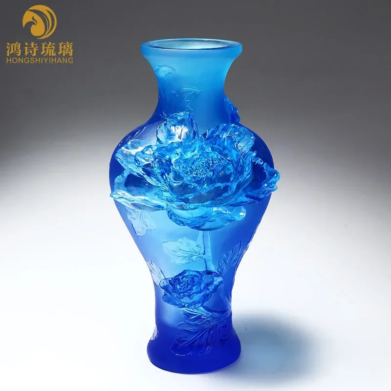 Luxury Ceramic Peony Vase Modern Home Decor for Living Room Entrance High End Glazed Flower Pot Ornament for Wine Cabinet