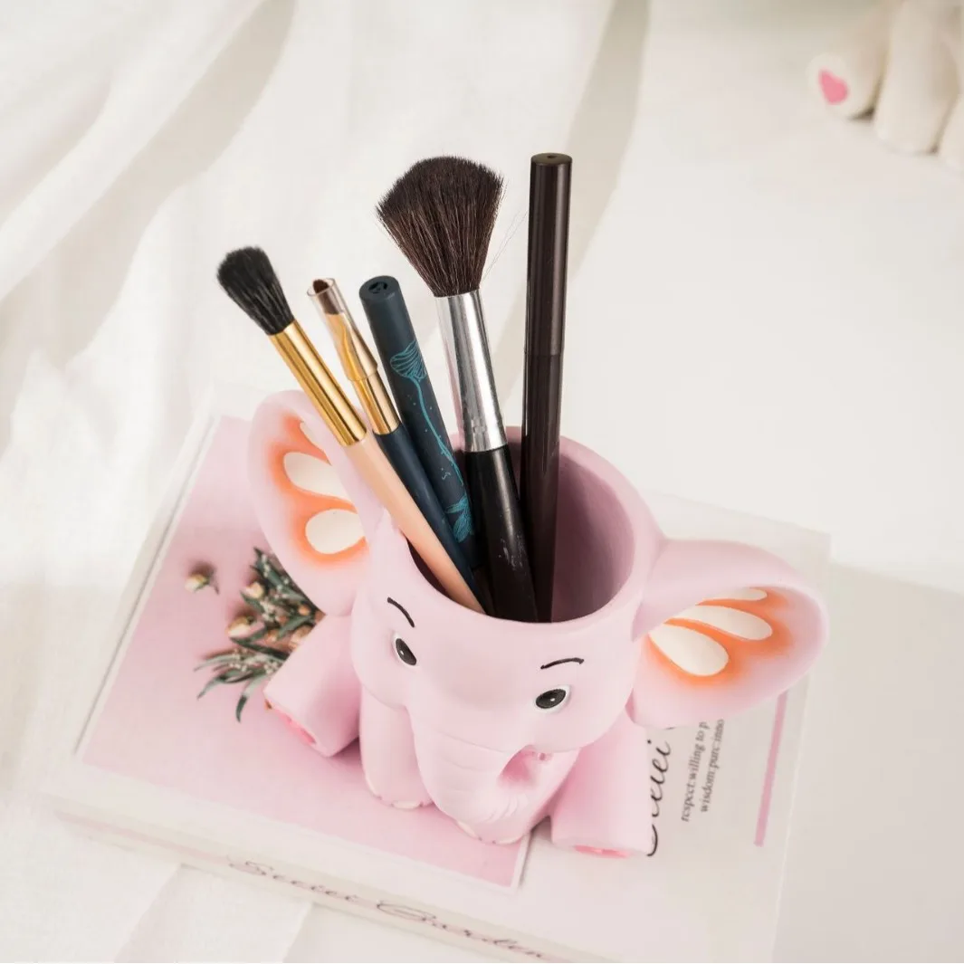 Resin Elephant Pencil Cup- Handmade Office Decor, Perfect for Work & Study