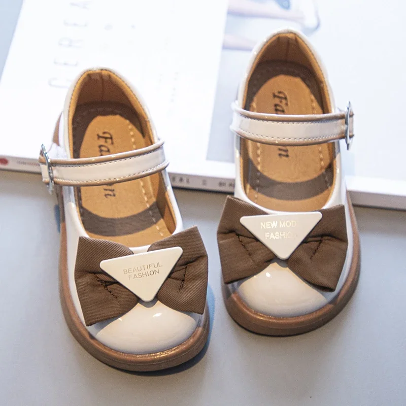 Girls Leather Shoes Mary Janes Children\'s School Casual Shoes Kids Party Wedding Shoes Classic with Bow-knot 2024 Spring New