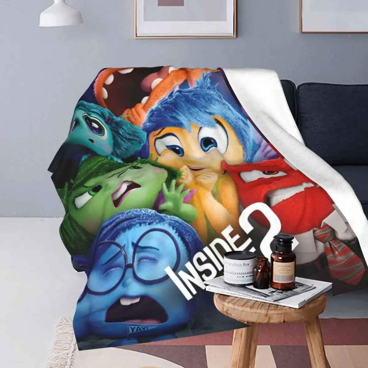 Emotions Inside Out 2 Cartoon 2024 Movie Blanket For Home Decor Graphic Print Micro Flannel Throw Blankets Gifts For Friend