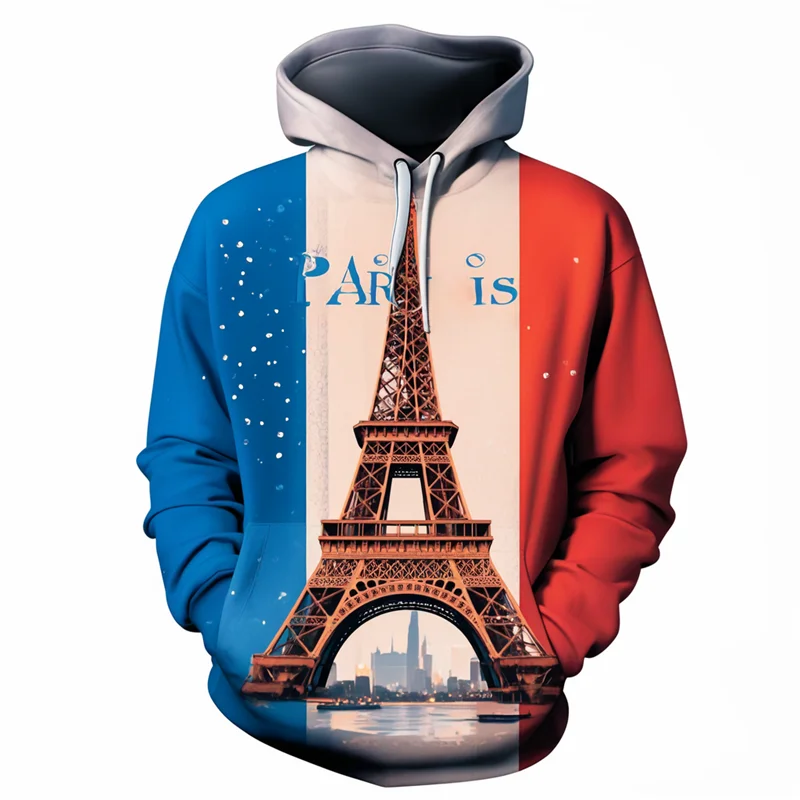 

2024 Novelty France Paris Tower 3D Print Hooded Men Women Famous Eiffel Tour Graphic Hip Hop Sweatshirt Kids Oversized Hoodies