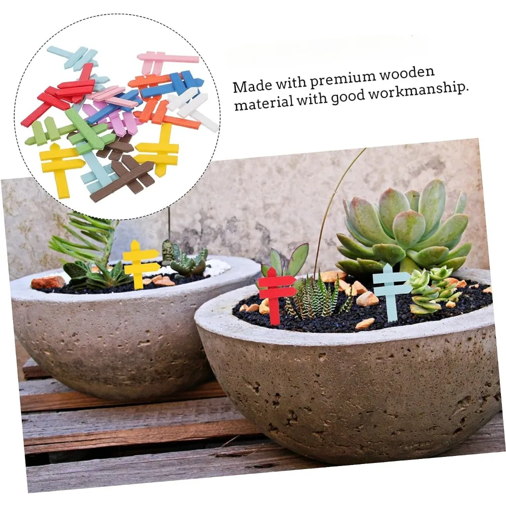 10pcs Mini Wooden Fence Signpost Craft Garden Ornaments, Wooden Signs, Miniature Signpost Ornaments, Succulent Plant Ornaments