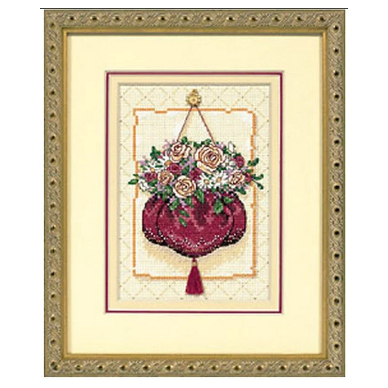 Amishop Counted Cross Stitch Kit Pocketbook Of Posies Dim 16728 Roses Flowers Top Quality Beautiful Lovely  Set With Tassel