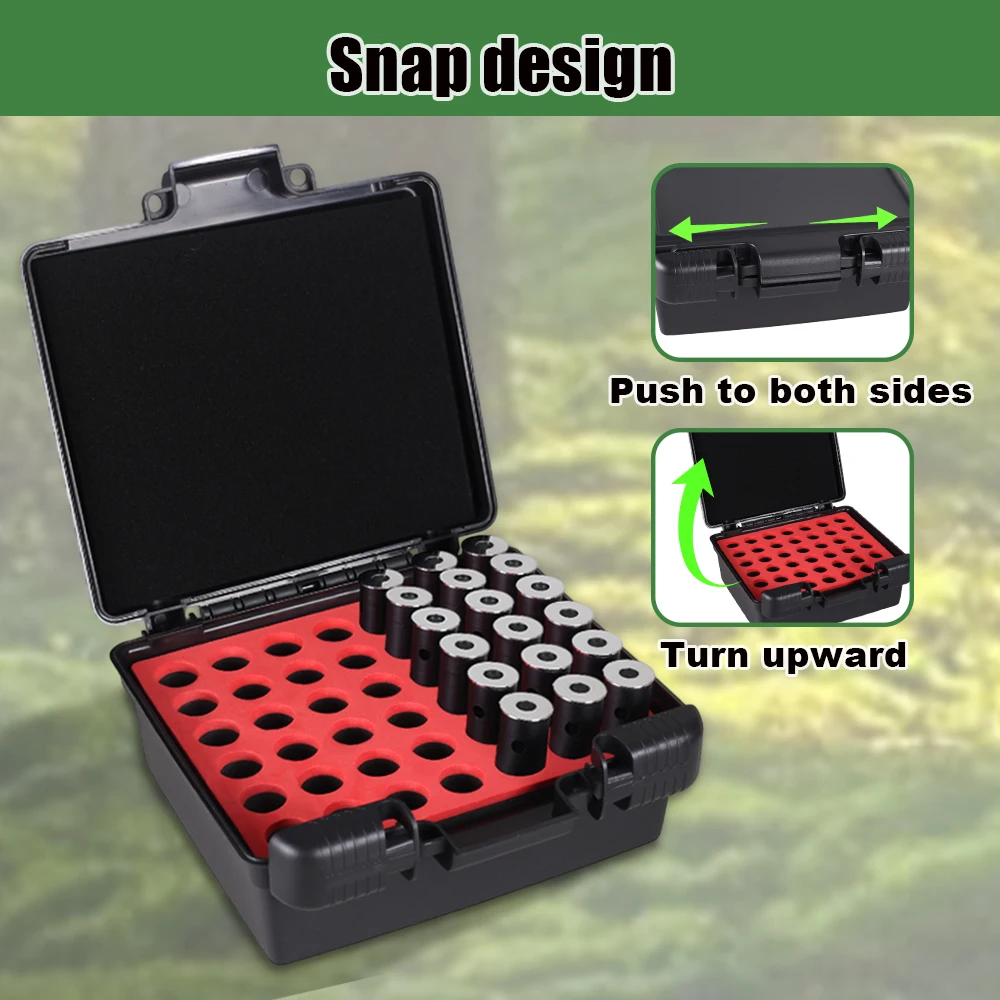 25/42 Rounds Ammo Box 12GA Caliber Bullet Box Shotgun Rifle Cartridge Storage Box Lockable Ammo Carry Case Hunting Accessories