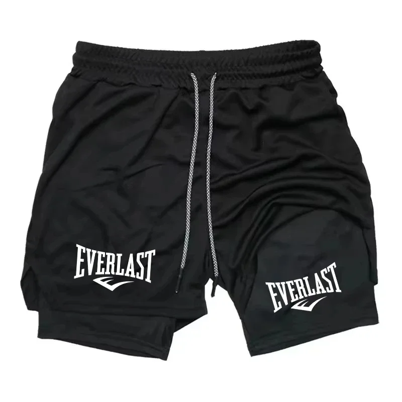 Men's casual sports shorts Everlast printed sports shorts double-layer indoor fitness pocket towel pants
