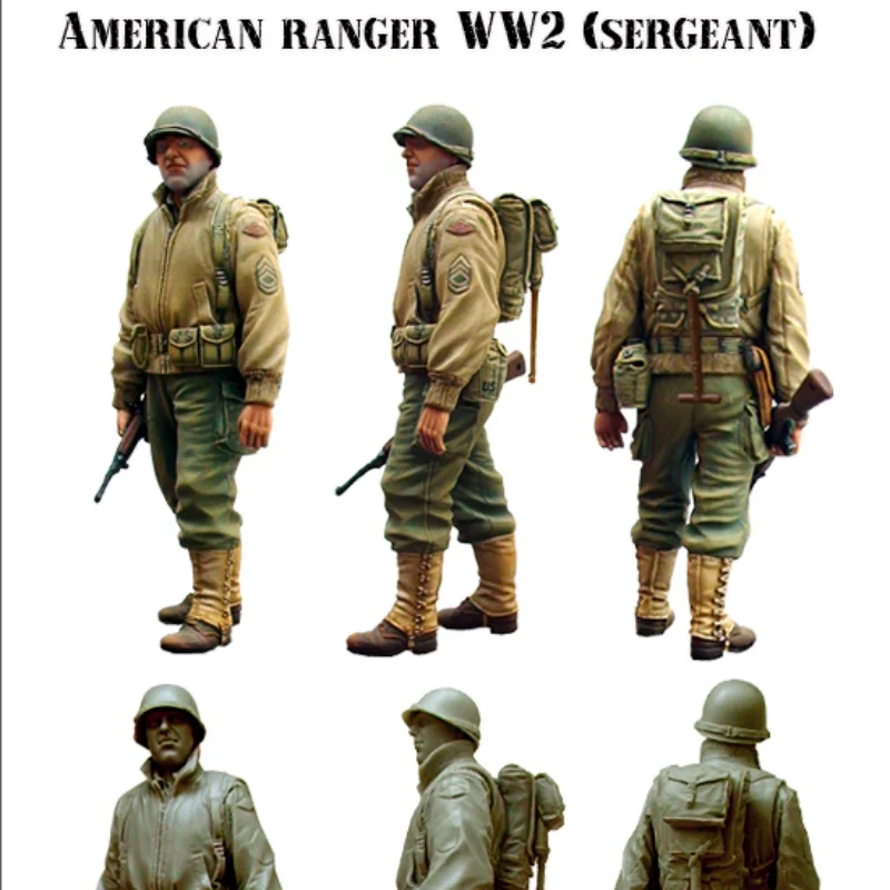 1/35 Scale Resin Figure Assembled Model Kit Wii American Ranger Sergeant Miniature Statue Unassembled and Unpainted DIY Toys