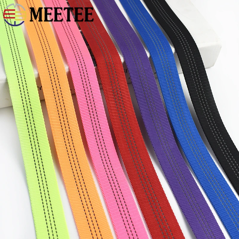 

2/5/8/10M Meetee 25mm Nylon Webbing Double-layer Tubular Ribbon Reflective for Bag Strap Backpack Tape DIY Sewing Accessories