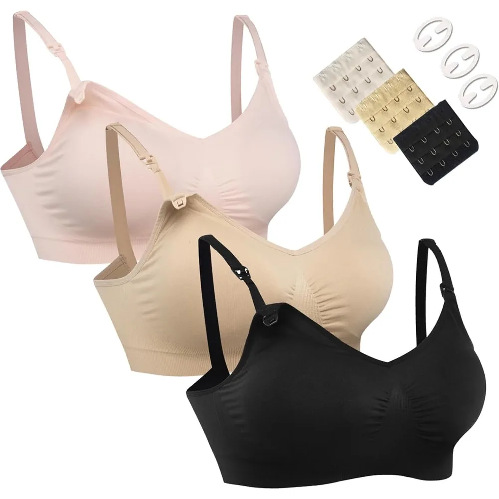 

Women's Seamless Nursing Maternity Bralette – 3-Pack, Full Bust Support