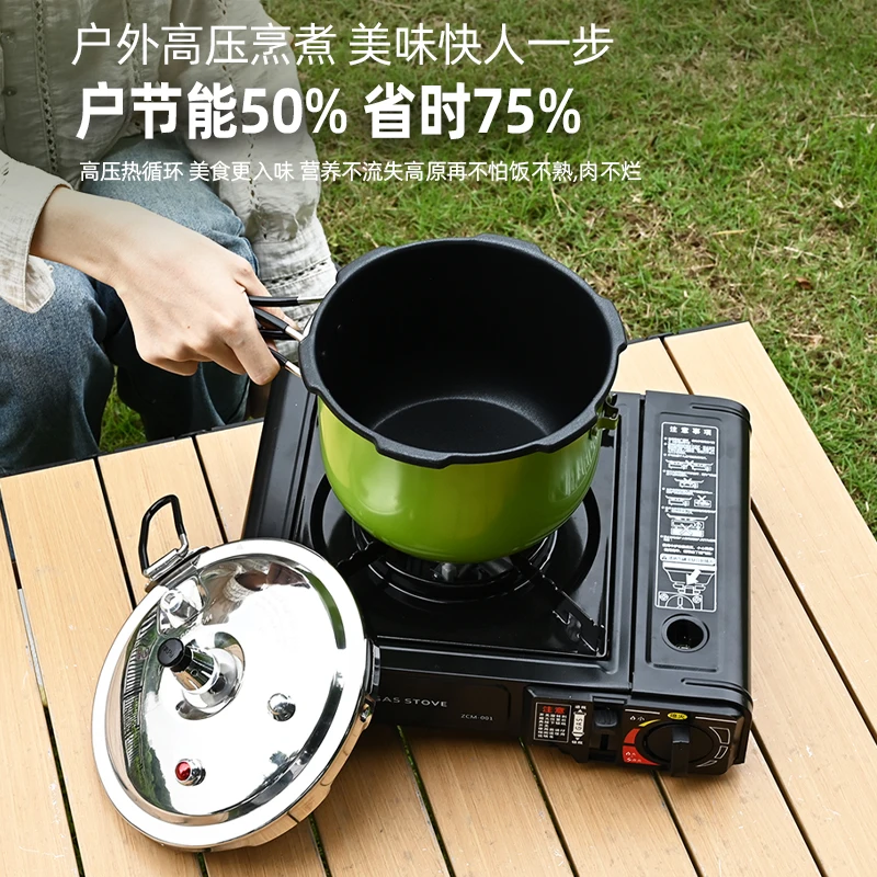 Tragbarer Mini-Explosionsgeschützter kompakter Schnellkochtopf aus Edelstahl 304 für den Außenbereich mit Klappgriffen für selbstfahrende Camping