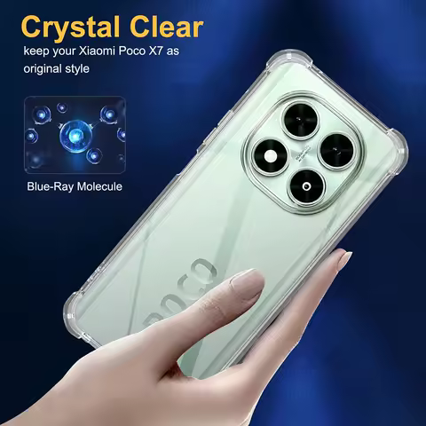 Shockproof Silicone Soft Case For Xiaomi Poco X7 X6 X5 X4 X3 F6 F5 Pro F4 F3 5g Clear Ultra Thin Back Cover Luxury Shell Coque