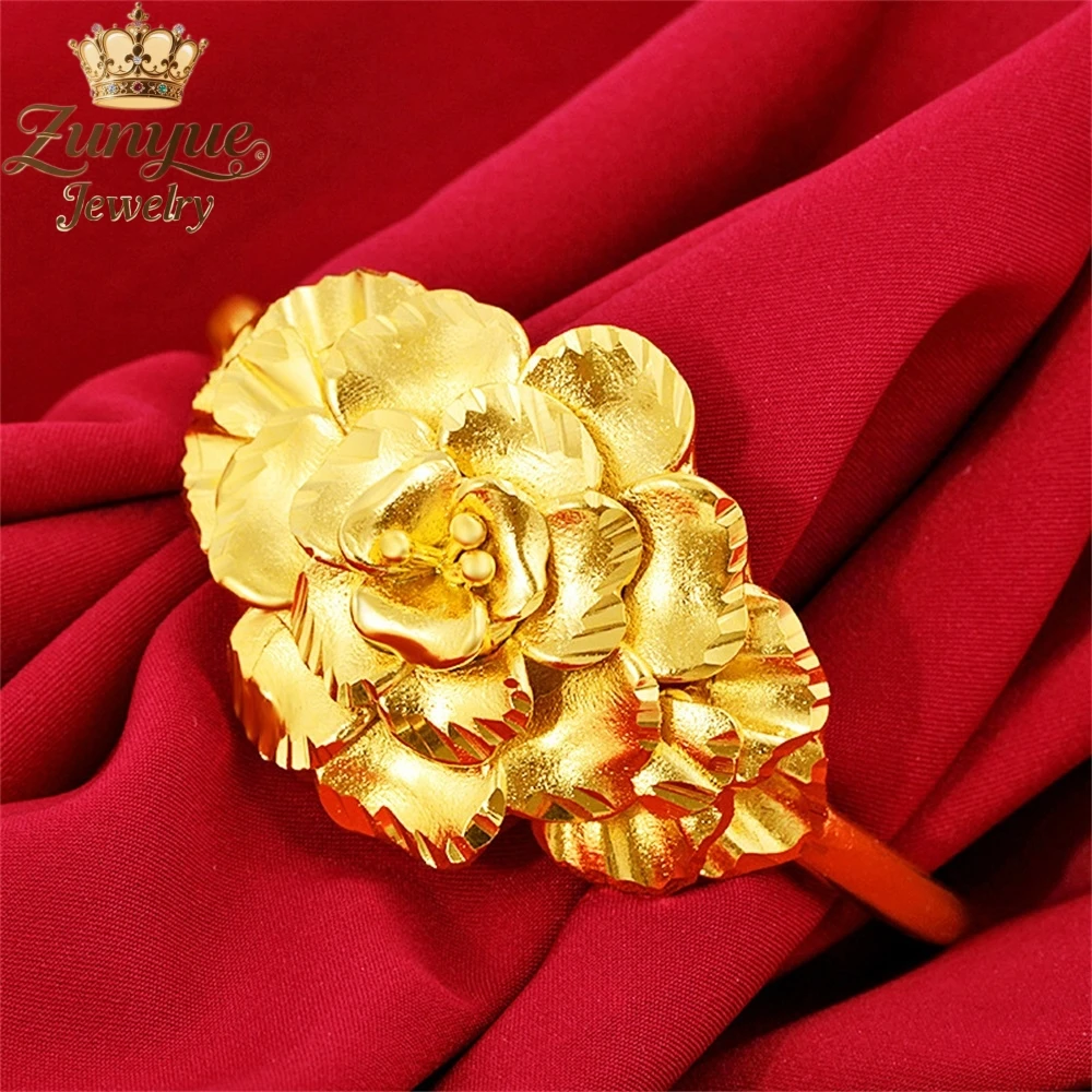 

Sand Gold Large Flower Bracelet Luxury Quality Jewelry Fashion Fine Jewelry Handicraft Best Selling Exquisite Charms Elegant