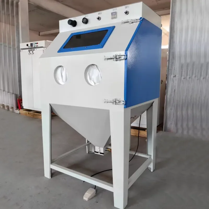 GookiiTech High Quality Manual Cleaning Wheel Rim Sandblaster Dustless with PLC Gear Core Burnishing Shots Blasting