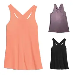 Women Criss Cross Back Sleeveless Workout Sports Yoga Vest Tank Top Activewear Sports Backless Fitness Gym Shirts Tops