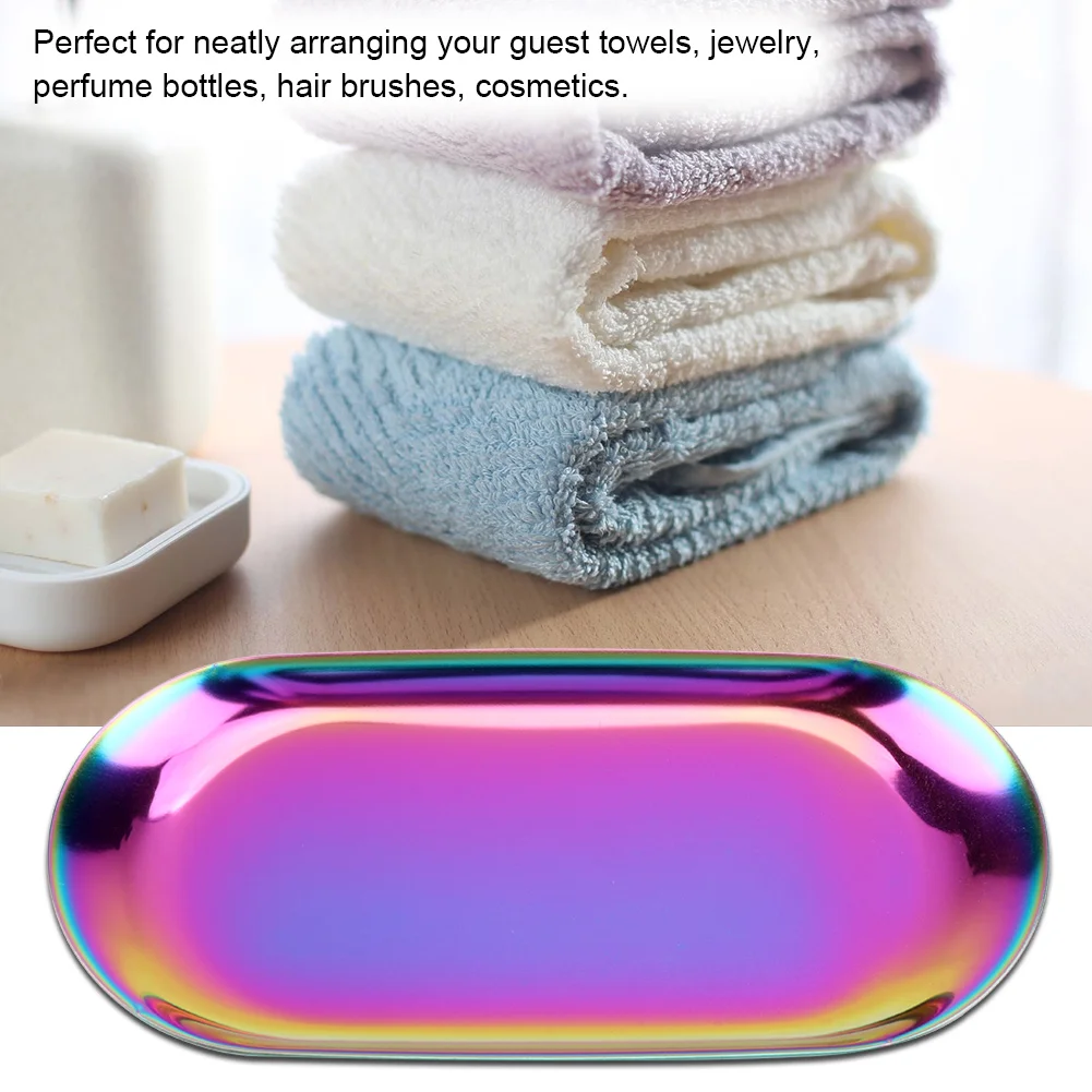 Stainless Jewelry Tray Nordic  Stainless Storage Tray Cosmetics Jewelry Cake Plate for Office Desks Stainless Storage Tray