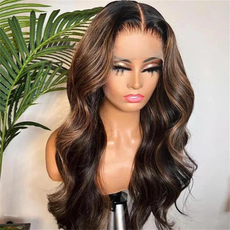 

Ombre Blonde 180Density Glueless 26inch Preplucked Body Wave 5x5 Silk Base Jewish Human With BabyHair HDLace European Hair