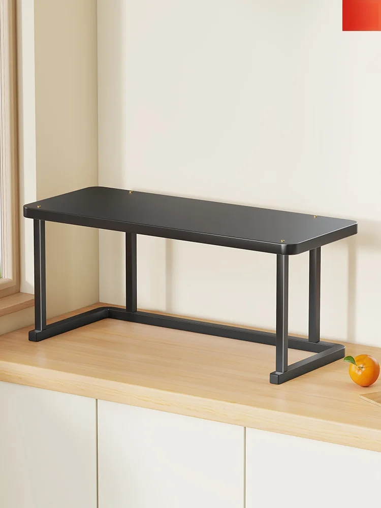 

Modern Minimalist Microwave Oven Shelf Kitchen Counter Top Appliance Organizer Storage Rack Rectangular Surface Screw Fixed